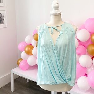 Blue tie high-low top💙